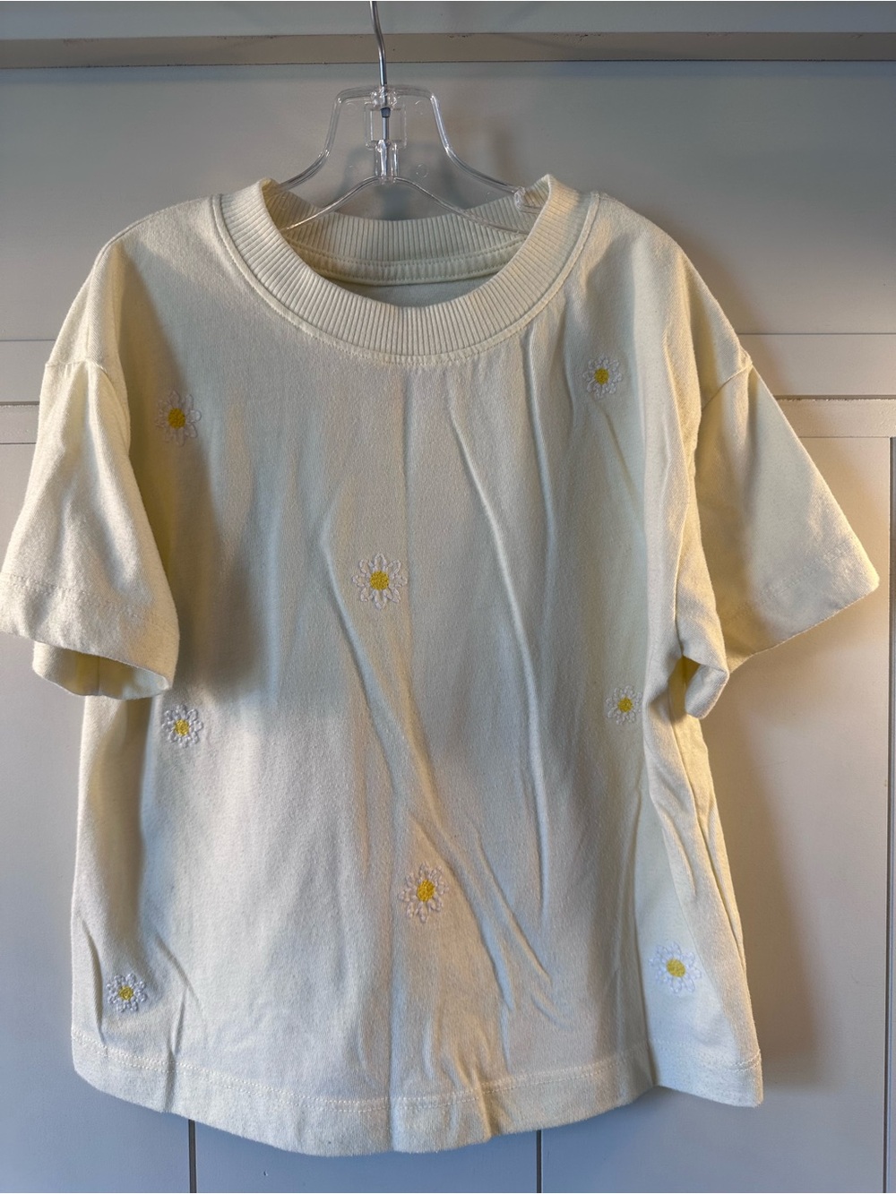 Cat & Jack Cream Short-Sleeve Tee with Daisy Embroidery